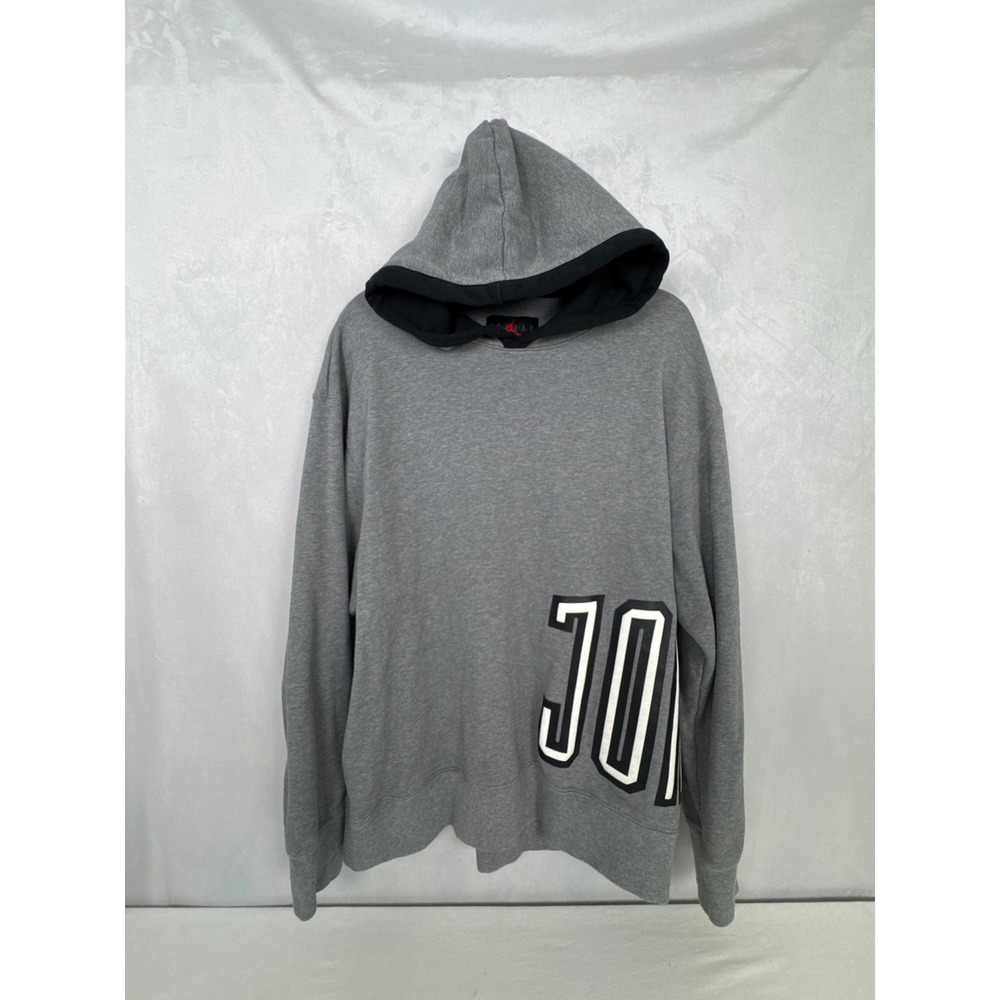 Jordan‎ DNA Wrap Around Logo Pullover L Hoodie Gray Black Spellout Jump Man Goat - Picture 2 of 10